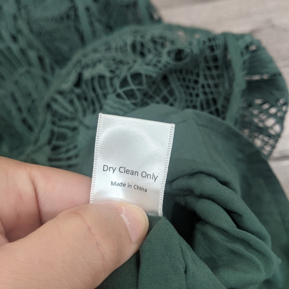 Aijek Green Love Is Embroidered Fit and Flare Lace Dress - Picture 14 of 15